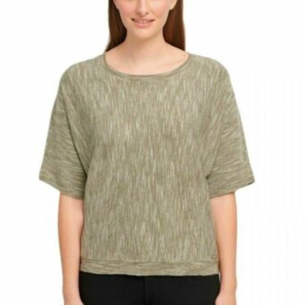 NWT DKNY sage green marled knit dolman half sleeve top sz medium